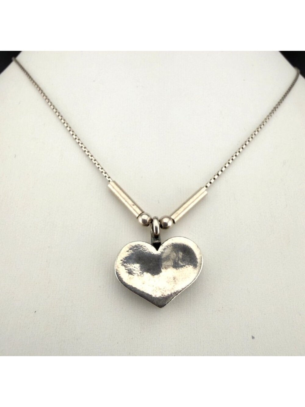 Vintage DIDAE 925 Heart Pendant Necklace Dainty Sterling Silver Signed 20"